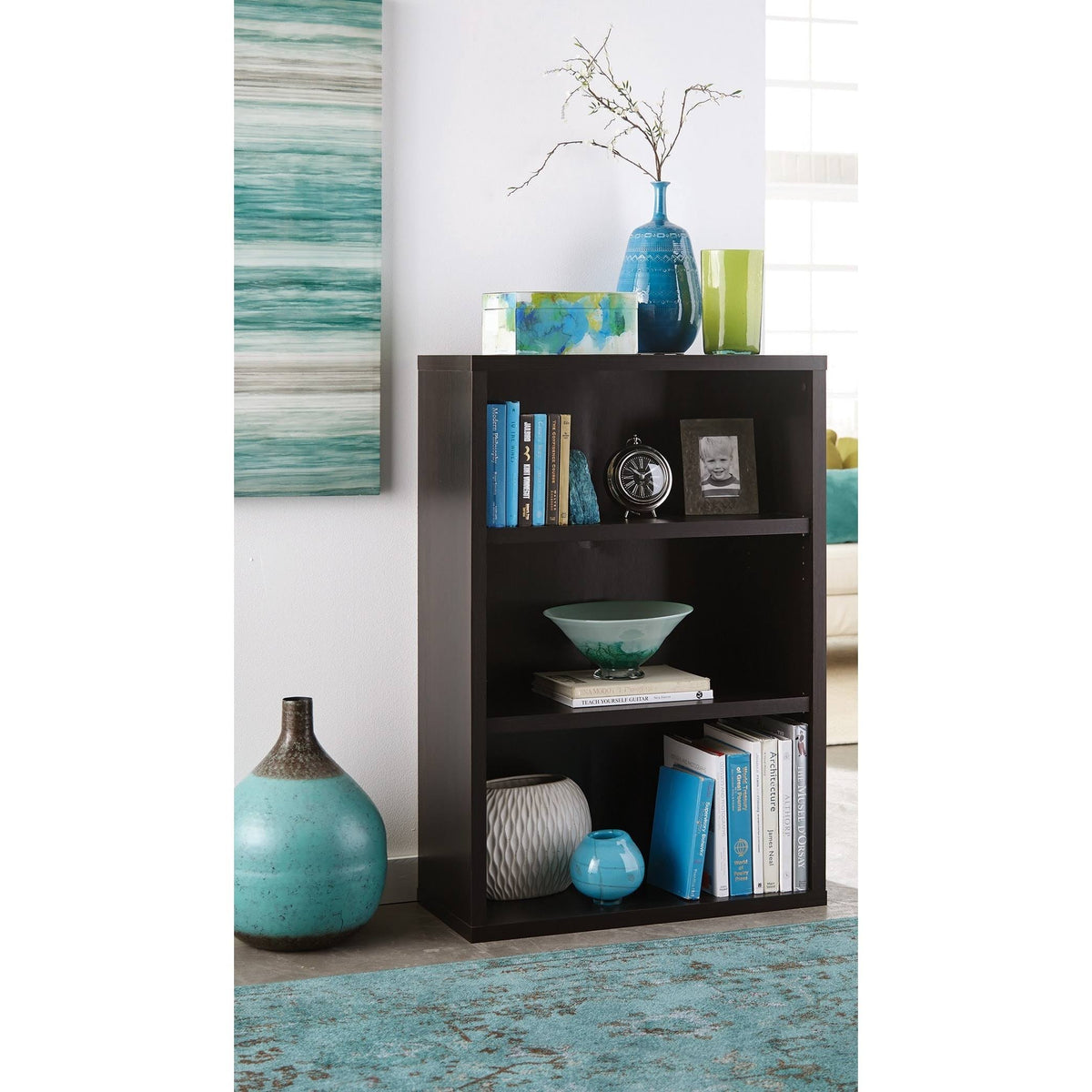 3-Shelf Black Walnut Bookcase P24777