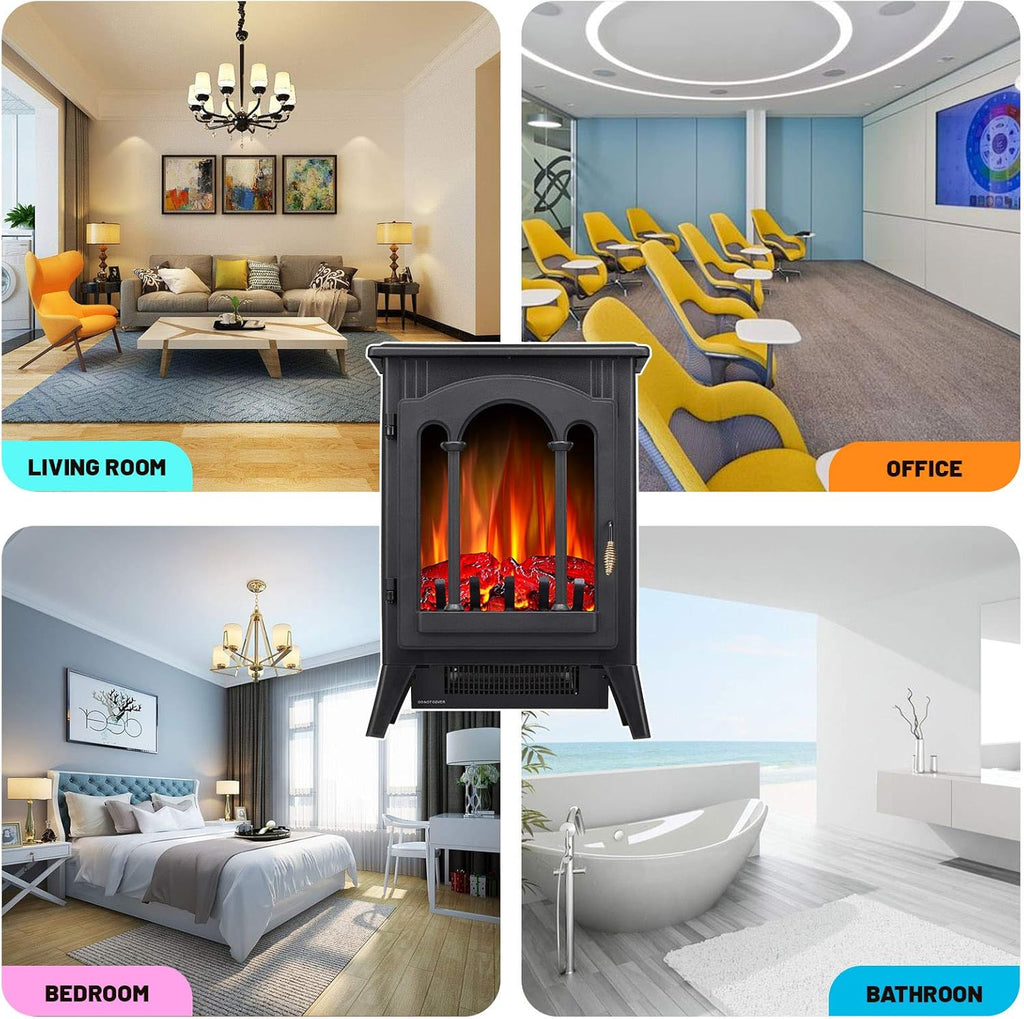 3D Infrared Electric Fireplace Stove, Freestanding Fireplace Heater, 1000W/1500W (16 Inch) N496349