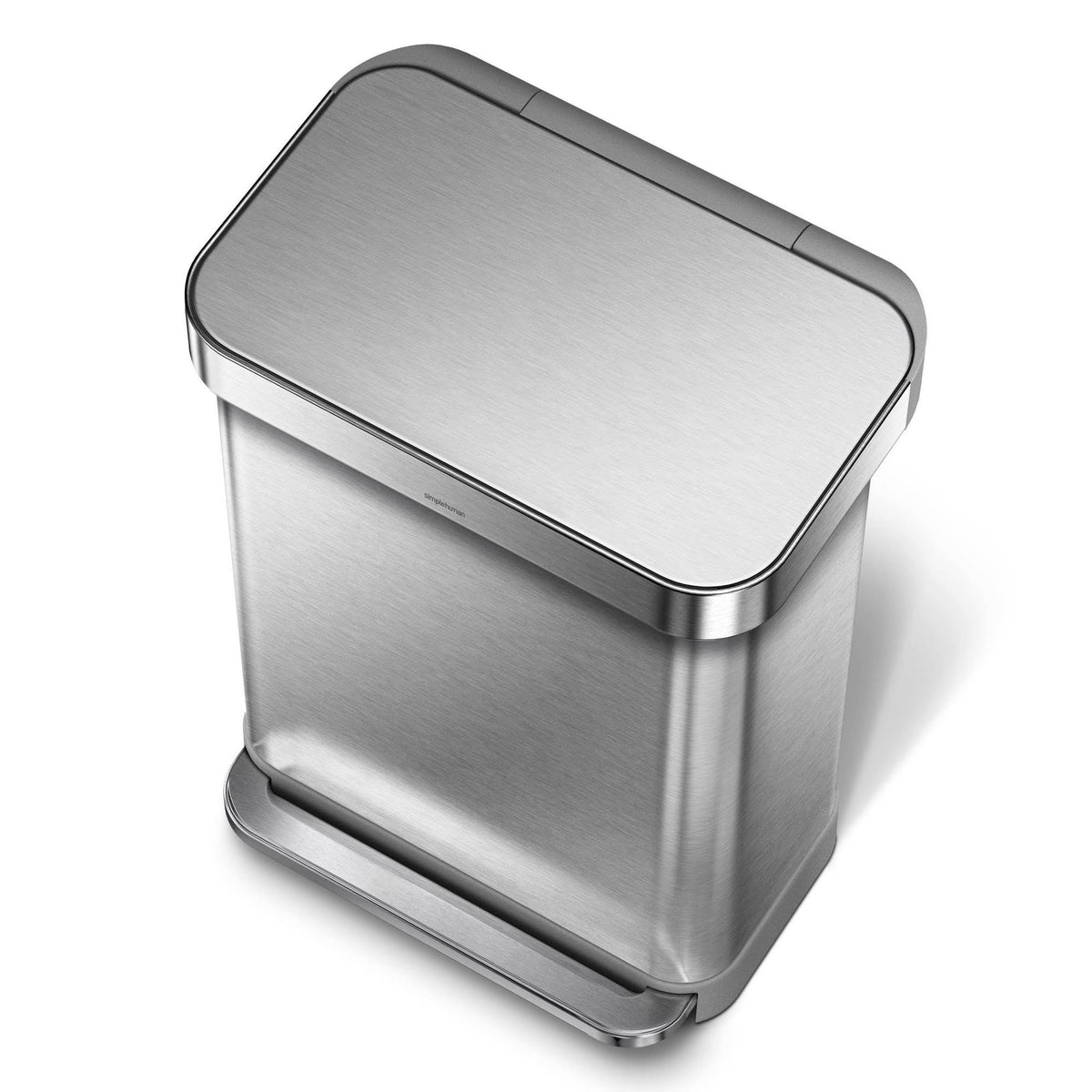 55L Rectangular Step Trash Can Brushed Silver D795