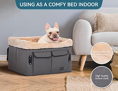 Washable Dog Booster Seat with Carrying Case (Small, Tan) M192