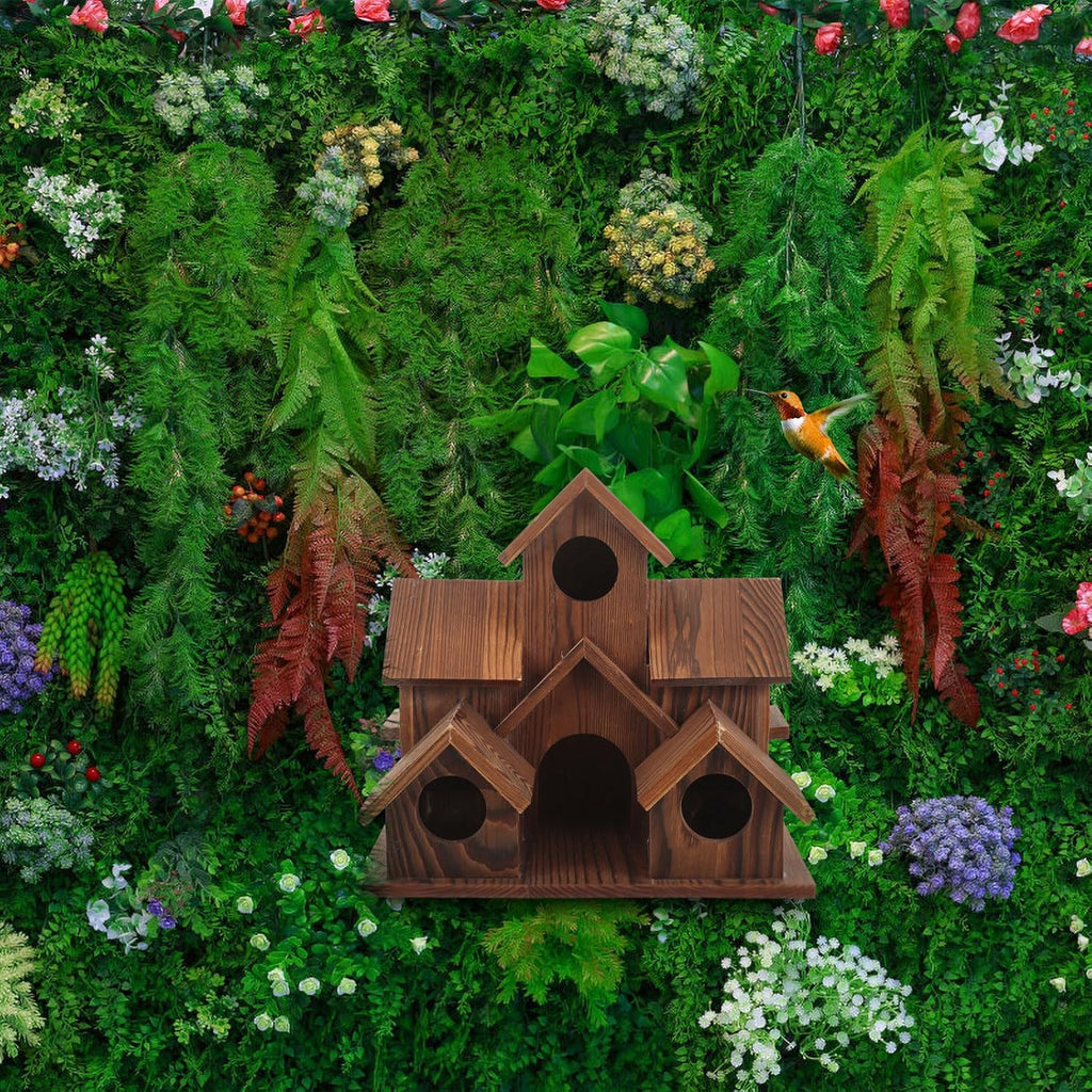 6 Hole Handmade Natural Wooden Bird House D331608