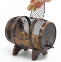 Rustic Metal Large Barrel Wine Cork Holder Display On Wooden Stand N2245