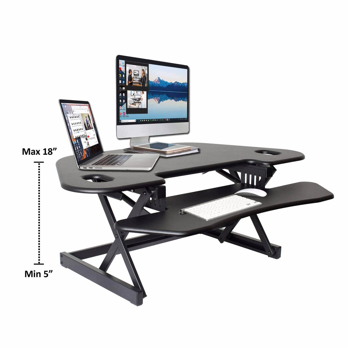 Black Height Adjustable Corner Desk Riser M71498