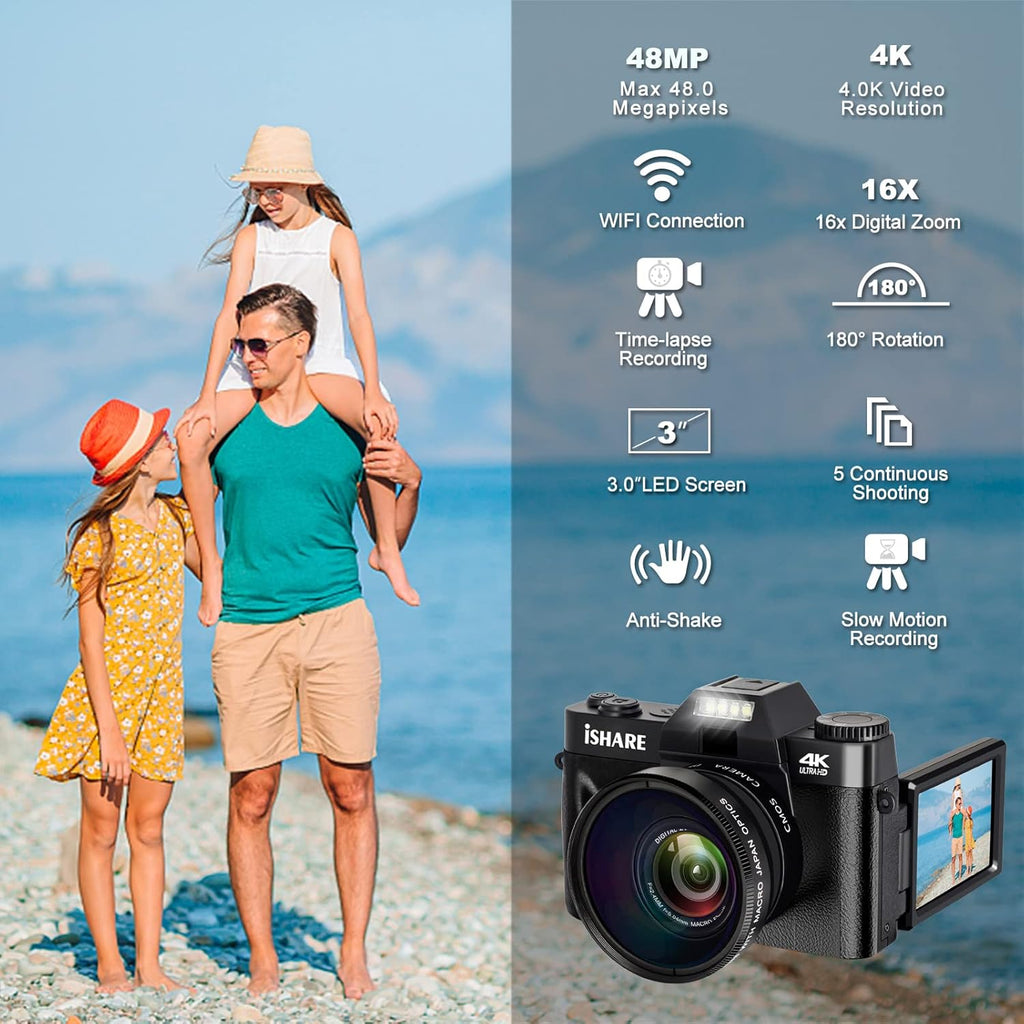 48MP 4K Digital Camera with WiFi and 3.0 Inch Flip Screen V13460