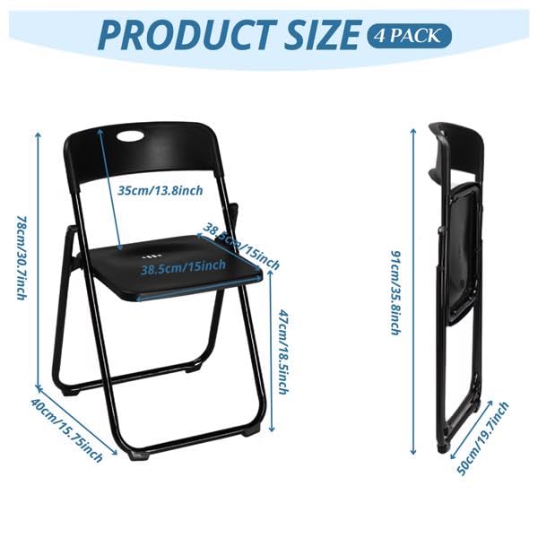 Black 4 Pack Plastic Stackable Folding Chair U96622