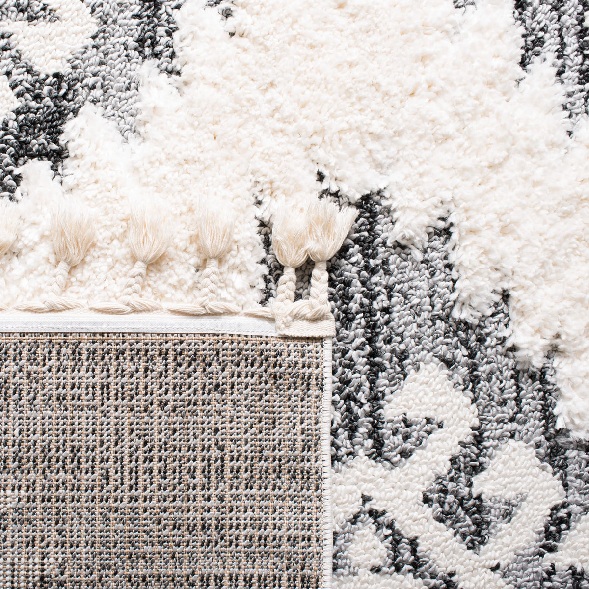 Ivory/Grey 9' x 12' Shag Area Rug Y544