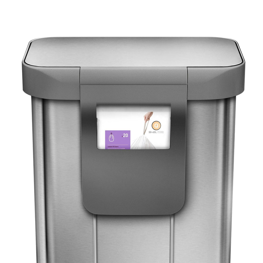 55L Rectangular Step Trash Can Brushed Silver D795