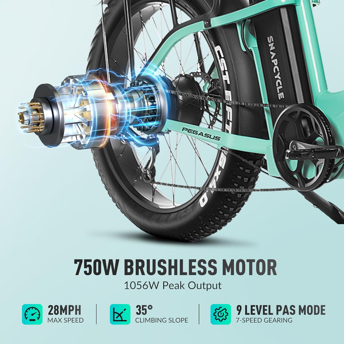 1000W Peak Motor 26" x 4.0 Fat Tire Step-Thru Ebike with 48V 15AH Removable Battery W7390