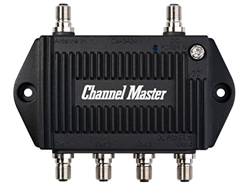 TV Antenna Distribution Amplifier with 4 Outputs, Black Z574