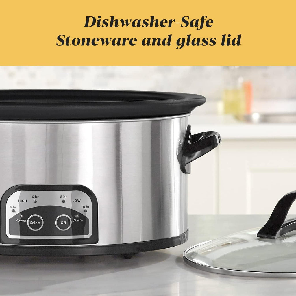 6 Quart Electric Slow Cooker Stainless Steel Y6886