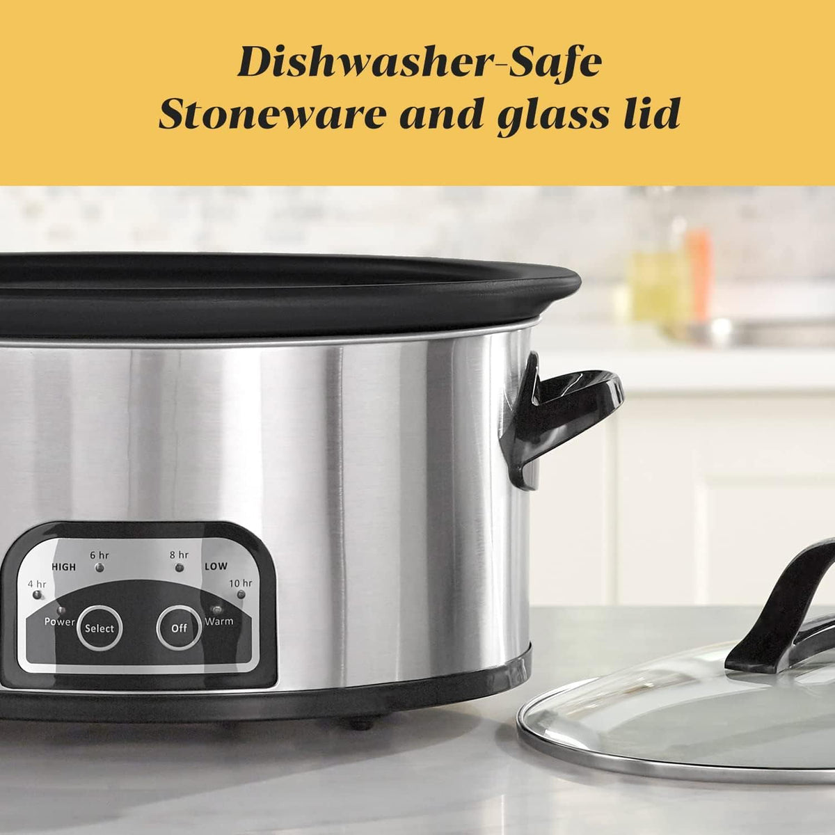 6 Quart Electric Slow Cooker Stainless Steel Y6886