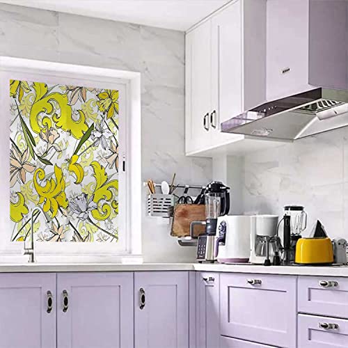Floral Yellow Window Privacy Film, 17.7 inch by 23.6 inch C109