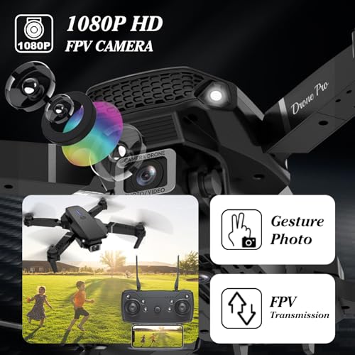 Foldable Mini Drone with 1080P Camera, 2 Batteries, Black M13900