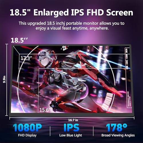 18.5 inch 120Hz 1080P FHD HDR USB HDMI Portable Monitor with Sleeve L4243