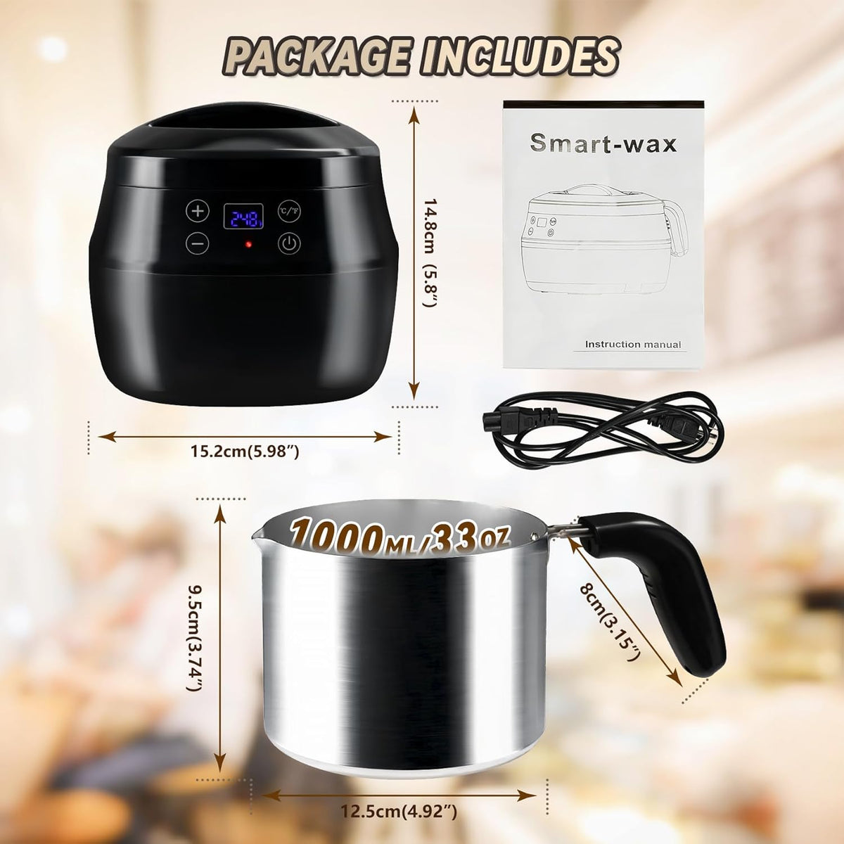 1L 200W Aluminum Wax Melting Pot with Touch Screen Digital Temperature Display Z96528