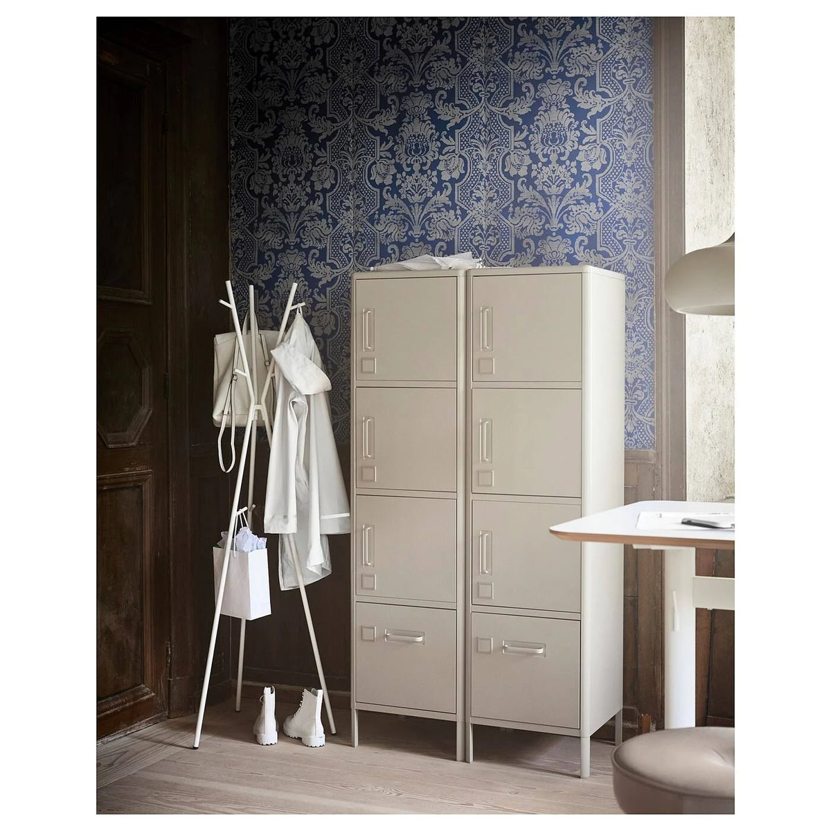 Beige High Cabinet with Drawer and Doors L86733