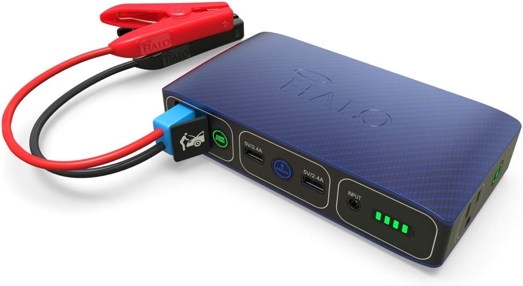 Black Graphite Portable Phone Laptop Charger Car Jump Starter with AC Outlet and Car Charger W248