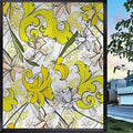 Floral Yellow Window Privacy Film, 17.7 inch by 23.6 inch C109