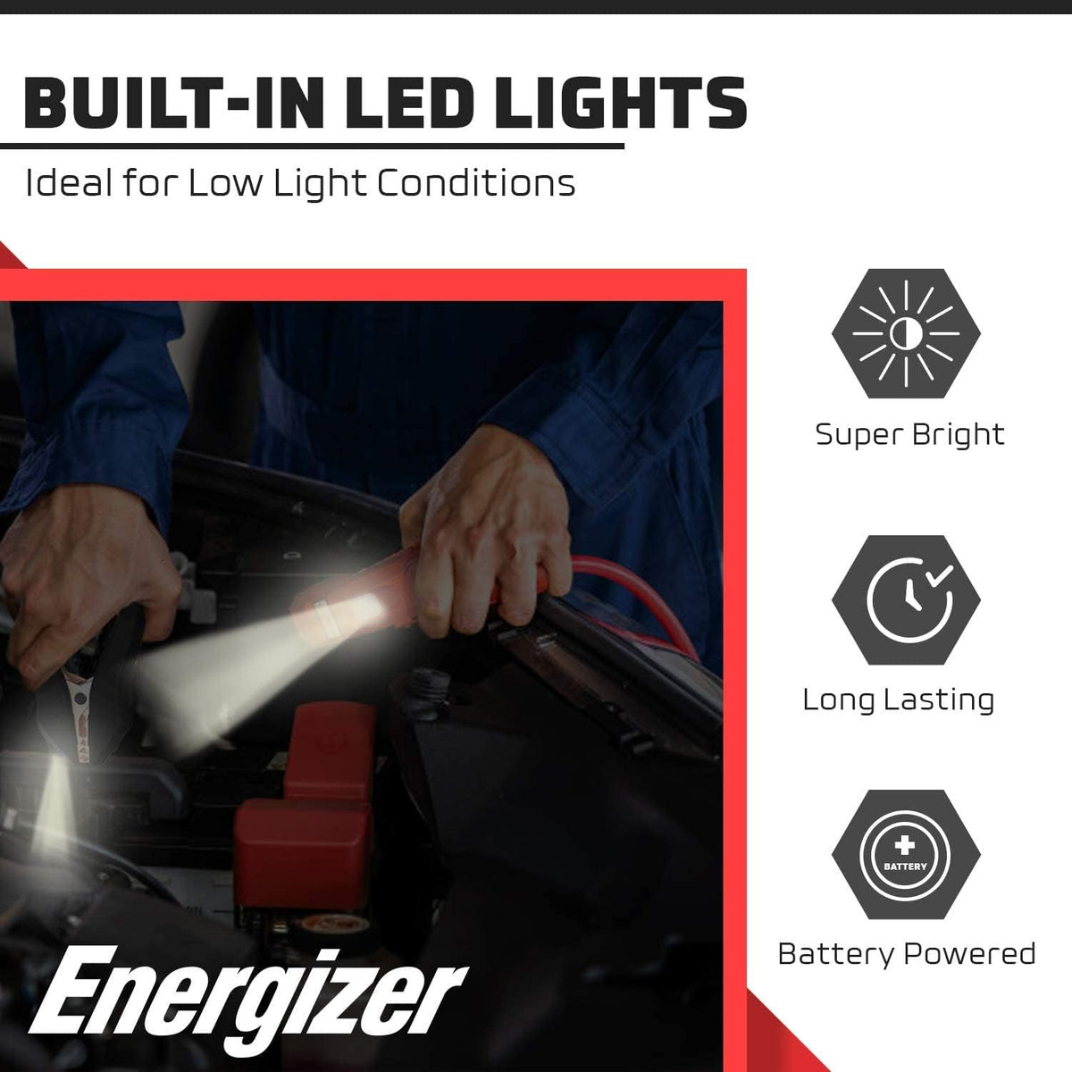 Heavy Duty 25-Feet 2-Gauge Jumper Cables with LED Lights R25418