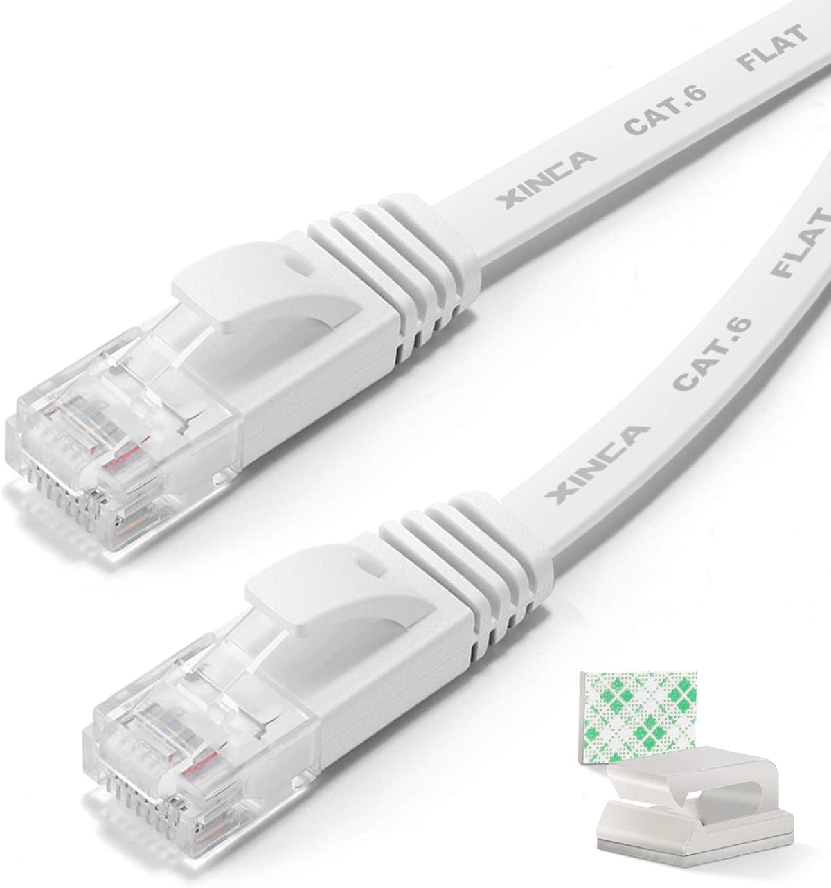 Cat6 Ethernet Cable 75 ft Black Flat Network LAN Cable with Cable Clips U78302