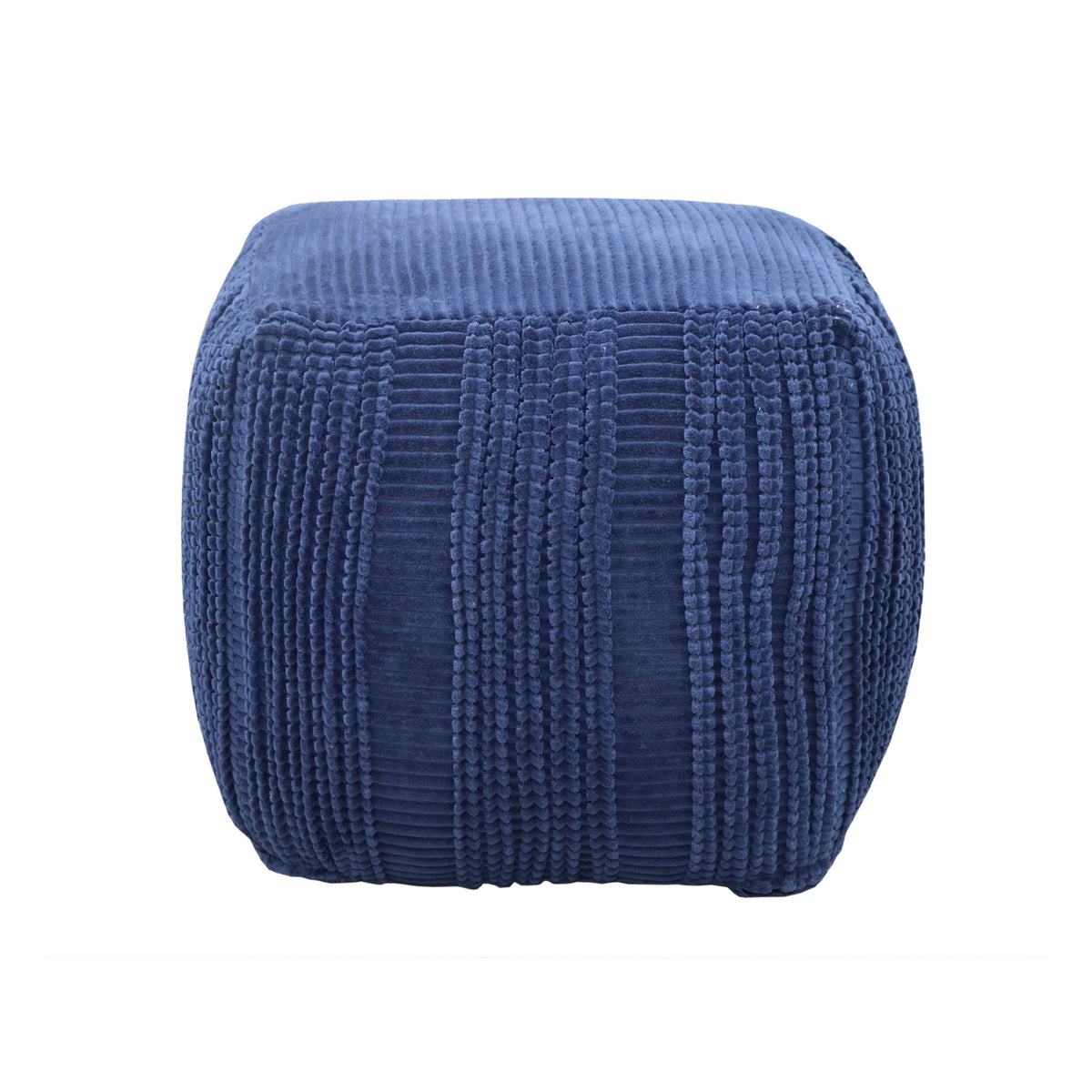 Cotton Upholstered Striped Ottoman B516