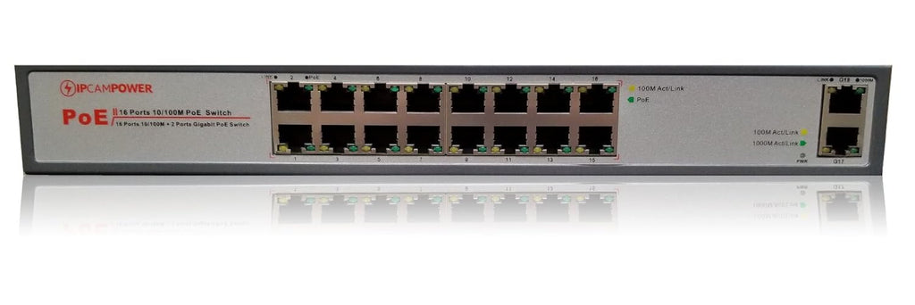 16 Port POE Network Switch with 2 Gigabit Uplink Ports U9183