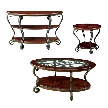 Brown Cherry 3-Piece Accent Table Set N7350