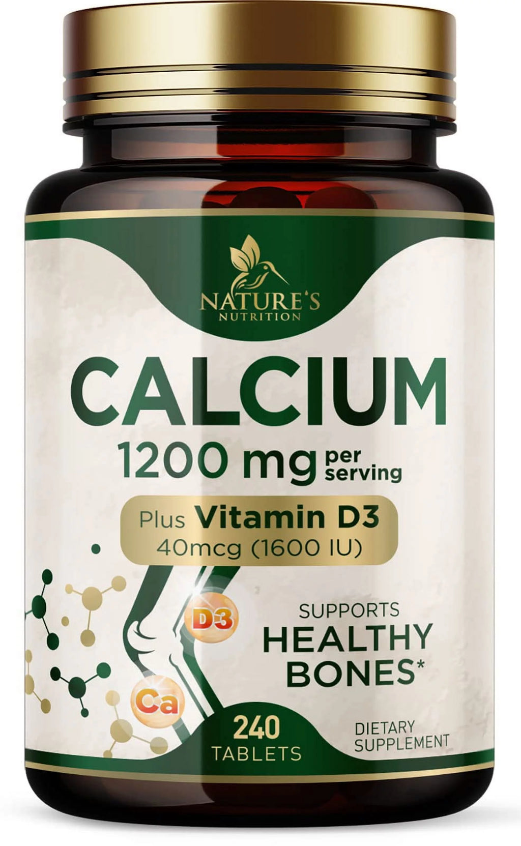 240 Tablets Calcium 1200 mg with Vitamin D3 Dietary Supplement A231944