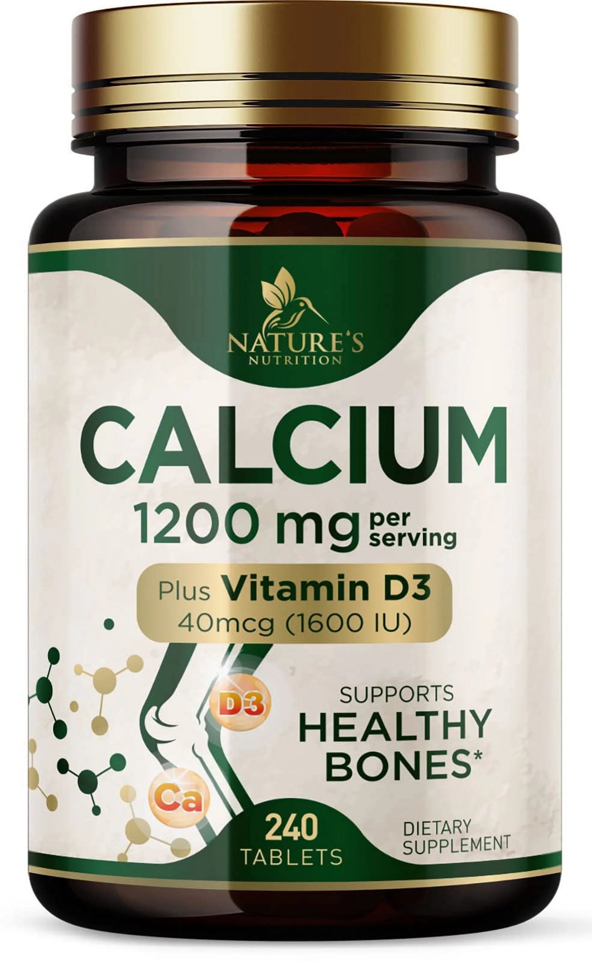 240 Tablets Calcium 1200 mg with Vitamin D3 Dietary Supplement A231944