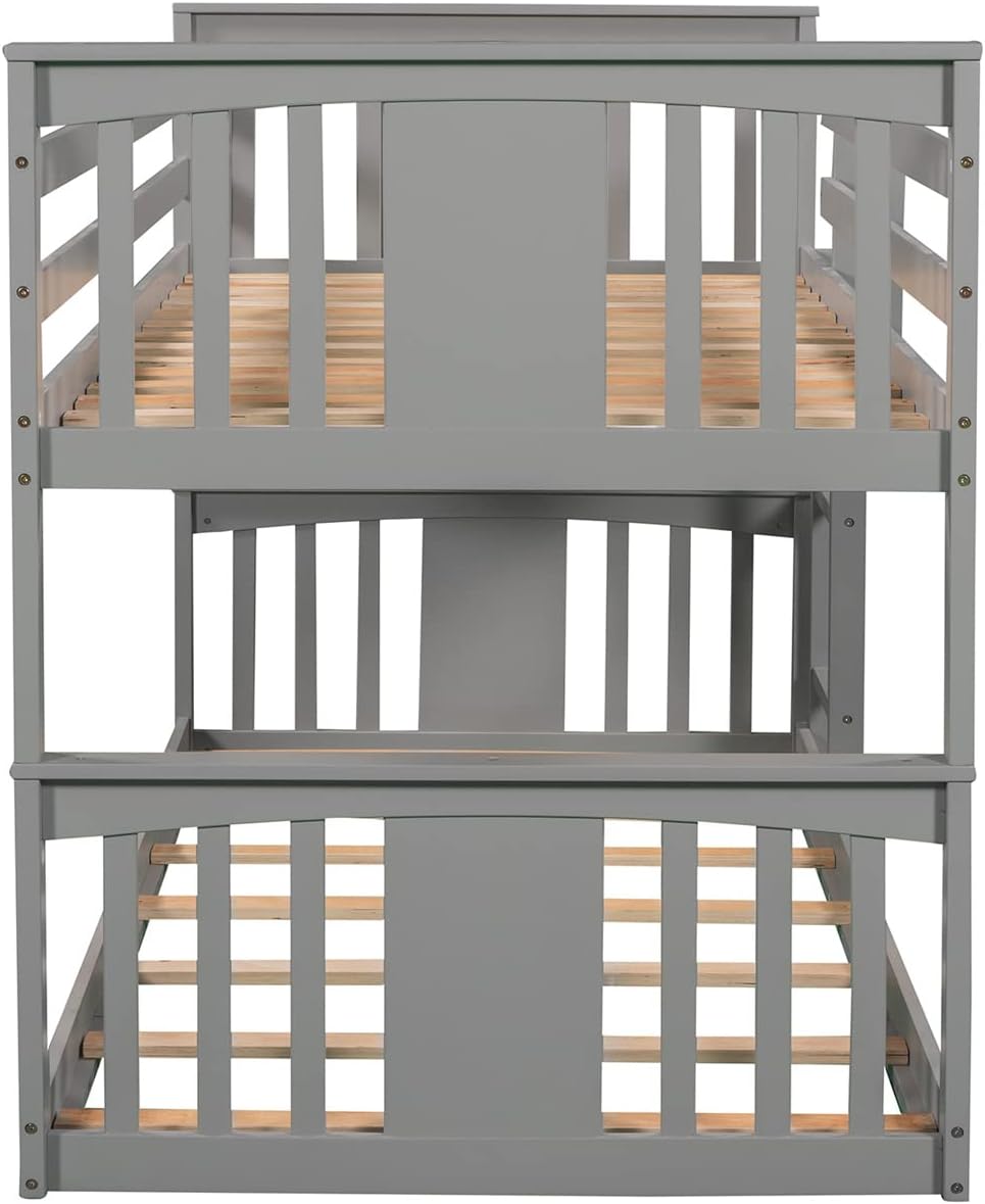 Gray Twin over Twin Wood Bunk Bed Frame C676