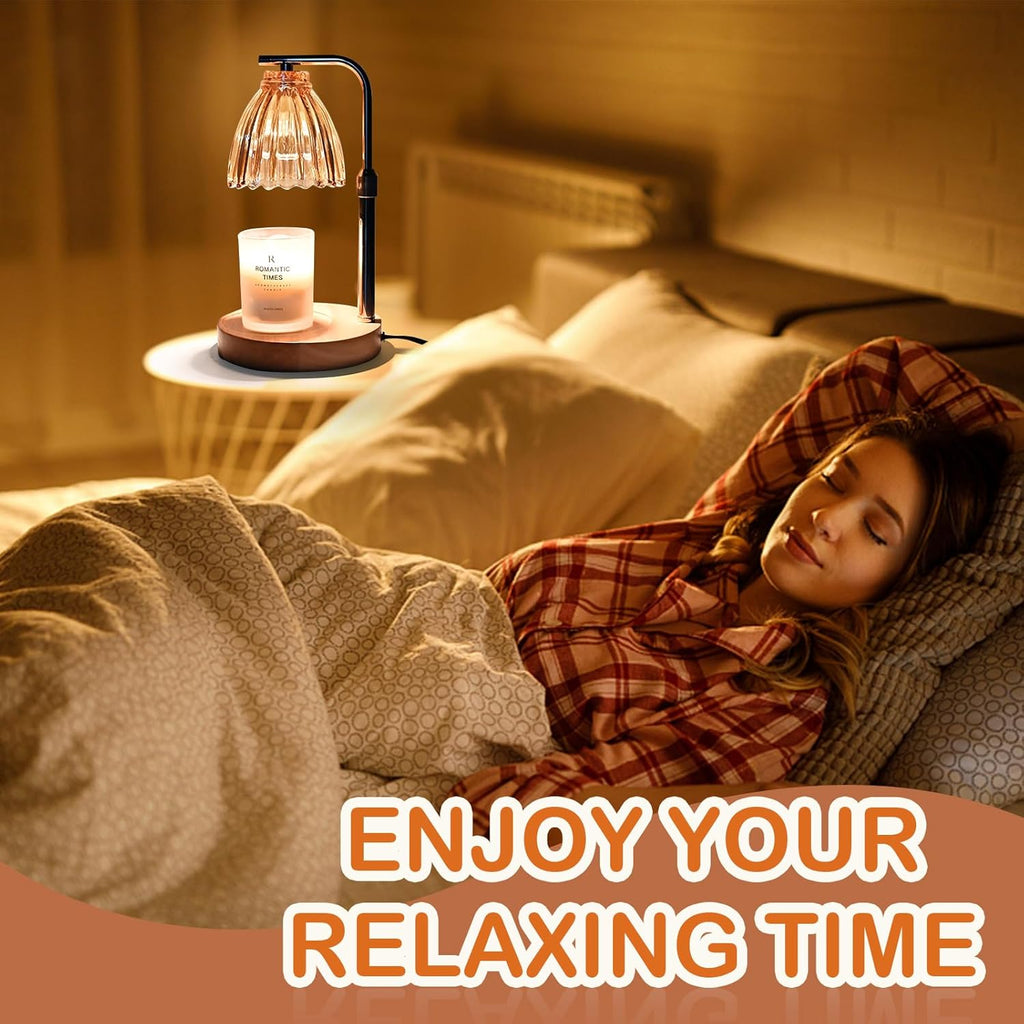 Electric Candle Warmer Lamp with Timer & Dimmer, Glass, Includes 2 Bulbs A8365