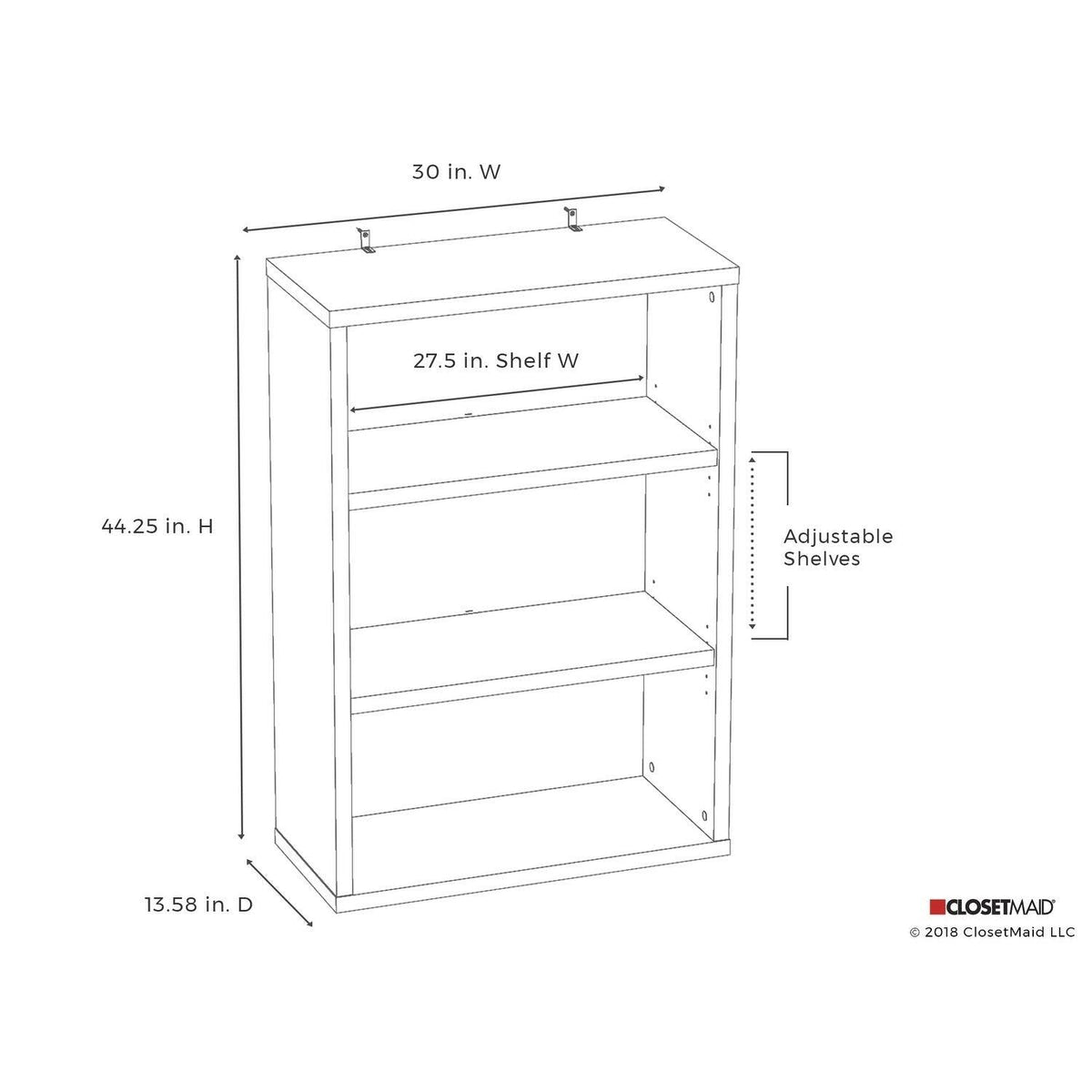 3-Shelf Black Walnut Bookcase P24777