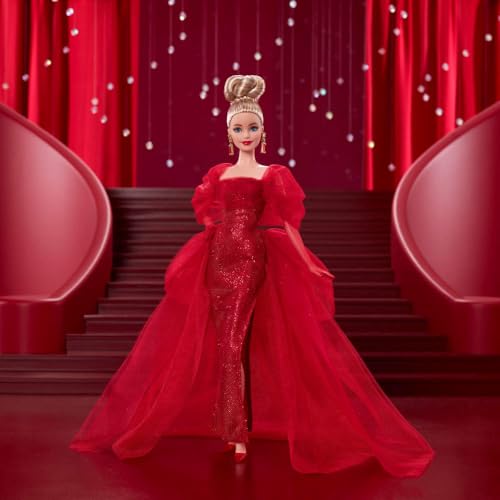 Glittery Red Tulle Gown Doll with Blonde Hair P3533