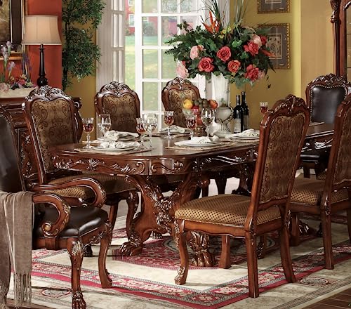 9pc Formal Dining Table Set with 6 Side Chairs and 2 Arm Chairs K970