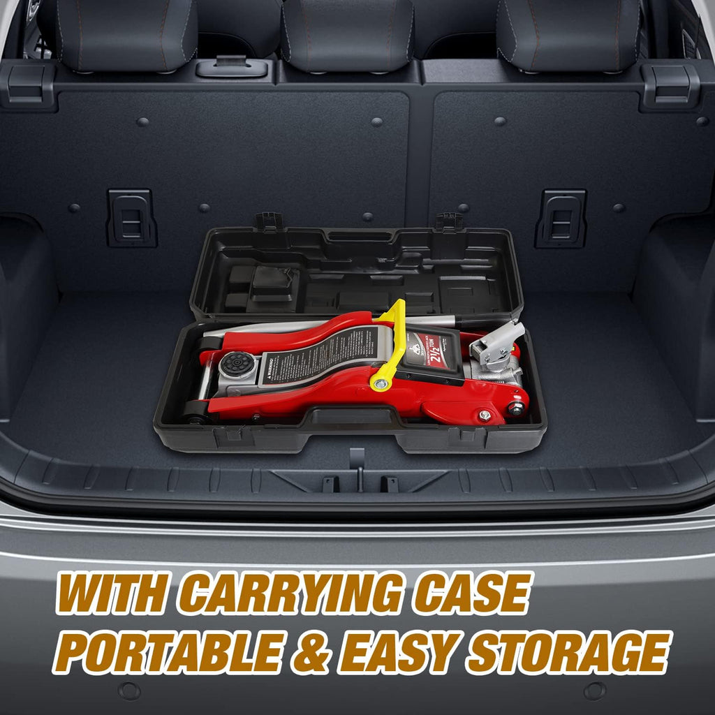 Red 2.5 Ton Hydraulic Floor Jack with Storage Case D643