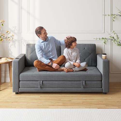 Beige 3-in-1 Full Size Pull Out Sleeper Sofa M4930