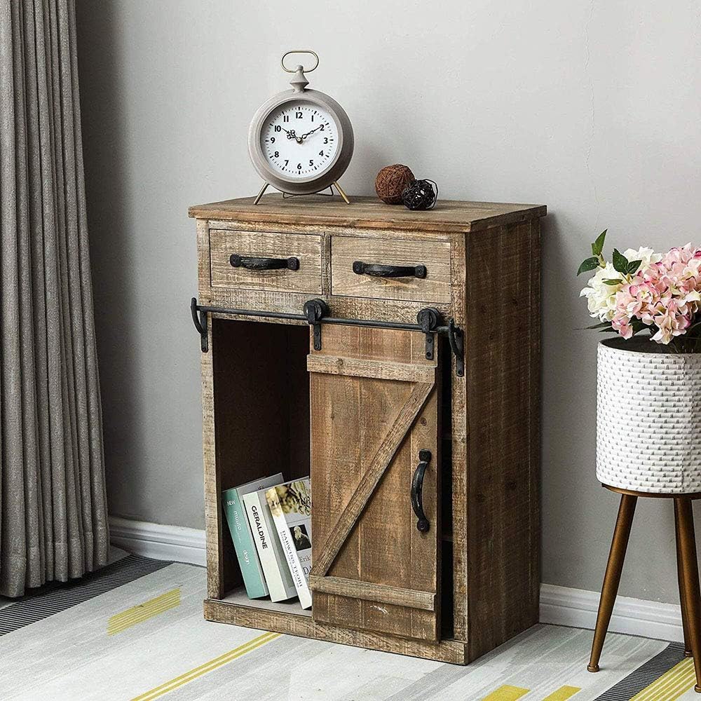 32 Farmhouse Barn Door Wood Accent Chest with Drawer D5795