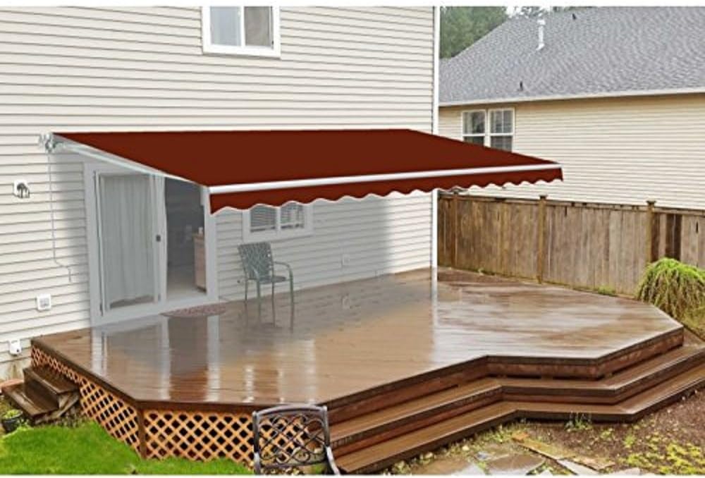 Red/White Stripe Retractable Motorized Patio Awning, 20' x 10' X2369