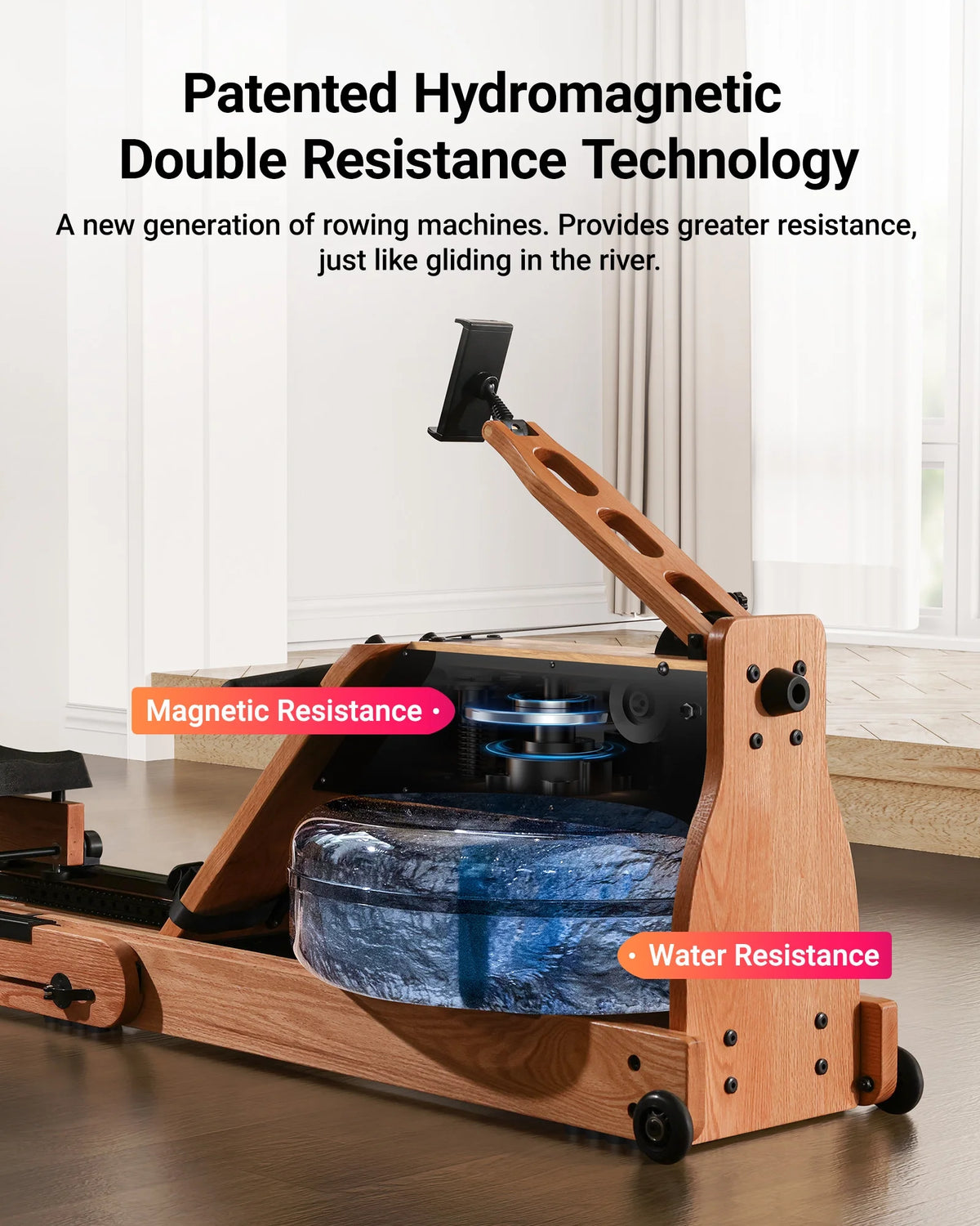 Foldable Solid Wood Rowing Machine F2462