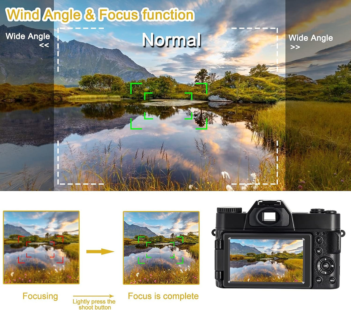 4K 48MP Digital Camera with 3.0 inch 180Deg Flip Screen and 2 Batteries B89965