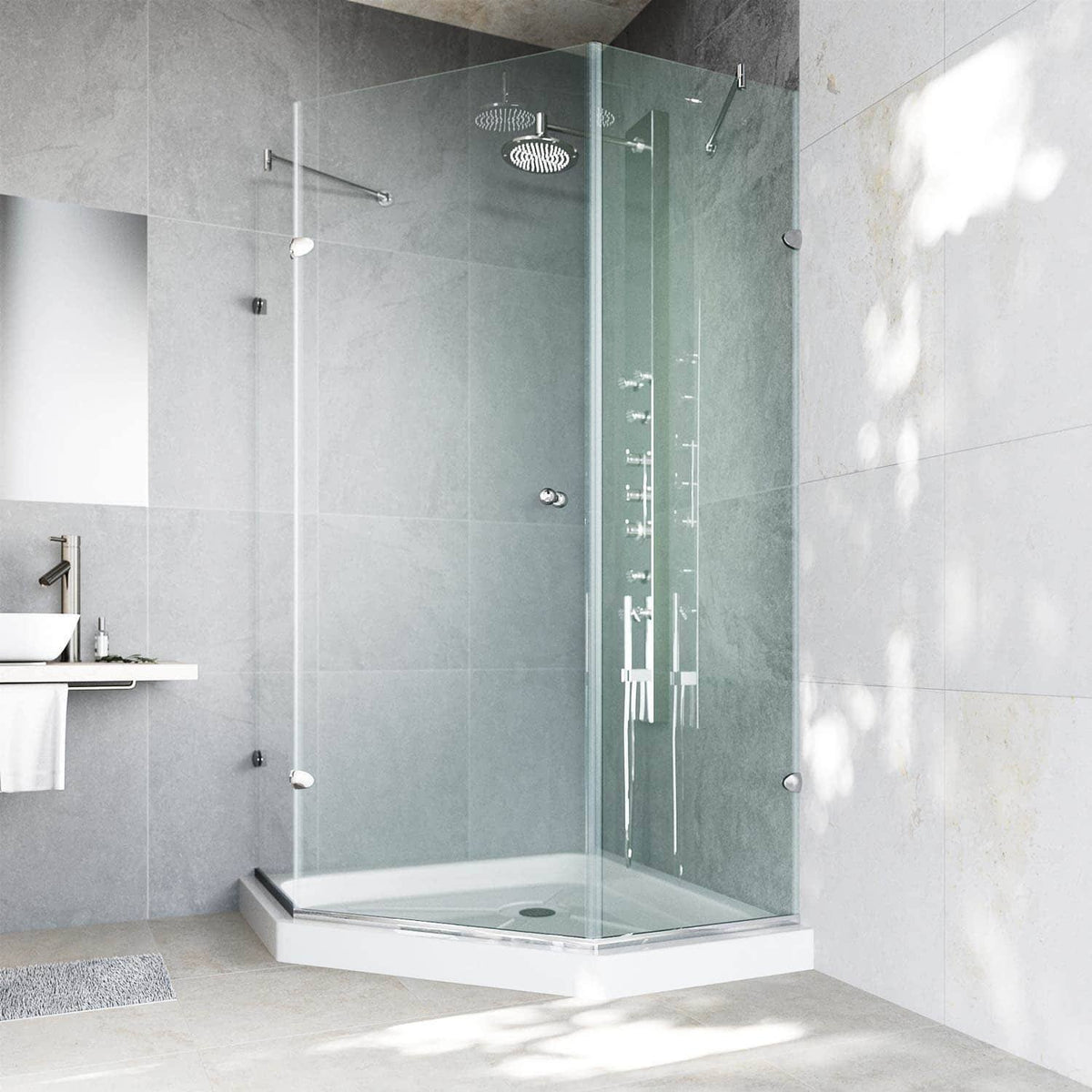Frameless Neo-Angle Shower Enclosure with Low-Profile Base D36007