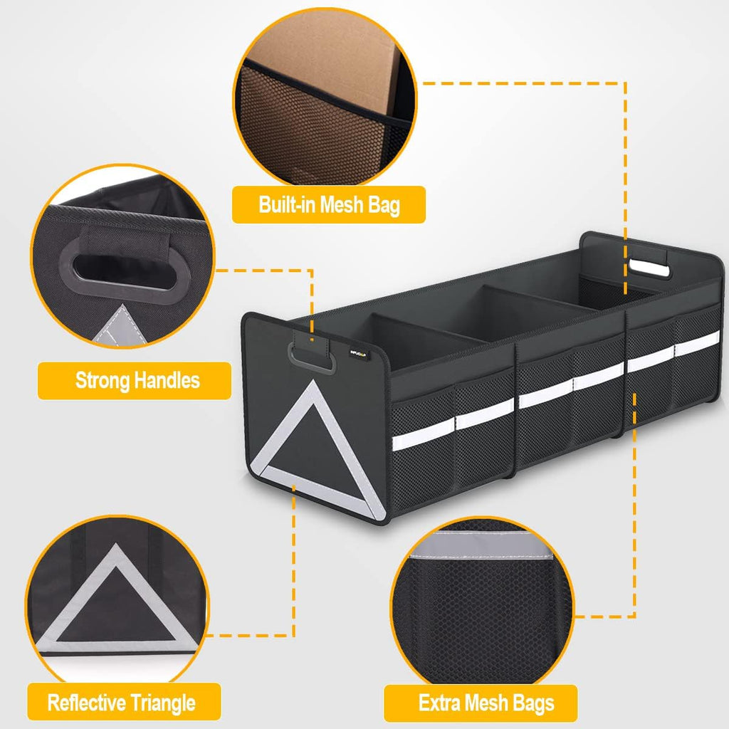 Foldable Trunk Organizer with Reflective Stripe, Pack of 2 J882