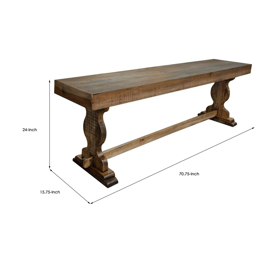 70 Inch Solid Pine Wood Bench F9722