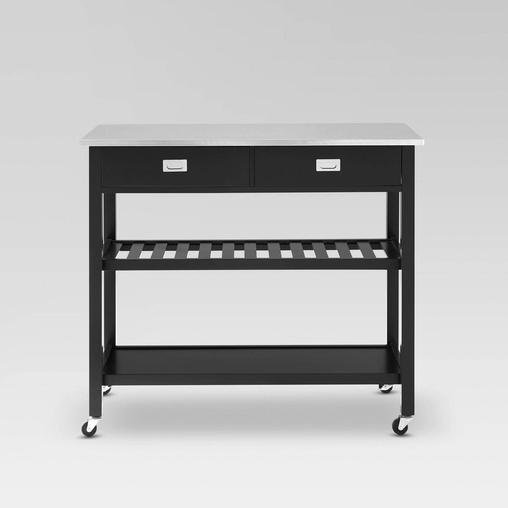 Black Stainless Steel Top Kitchen Island Cart M543