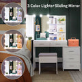 Modern Vanity Table Set with Lighted Mirror, 5 Drawer White A612