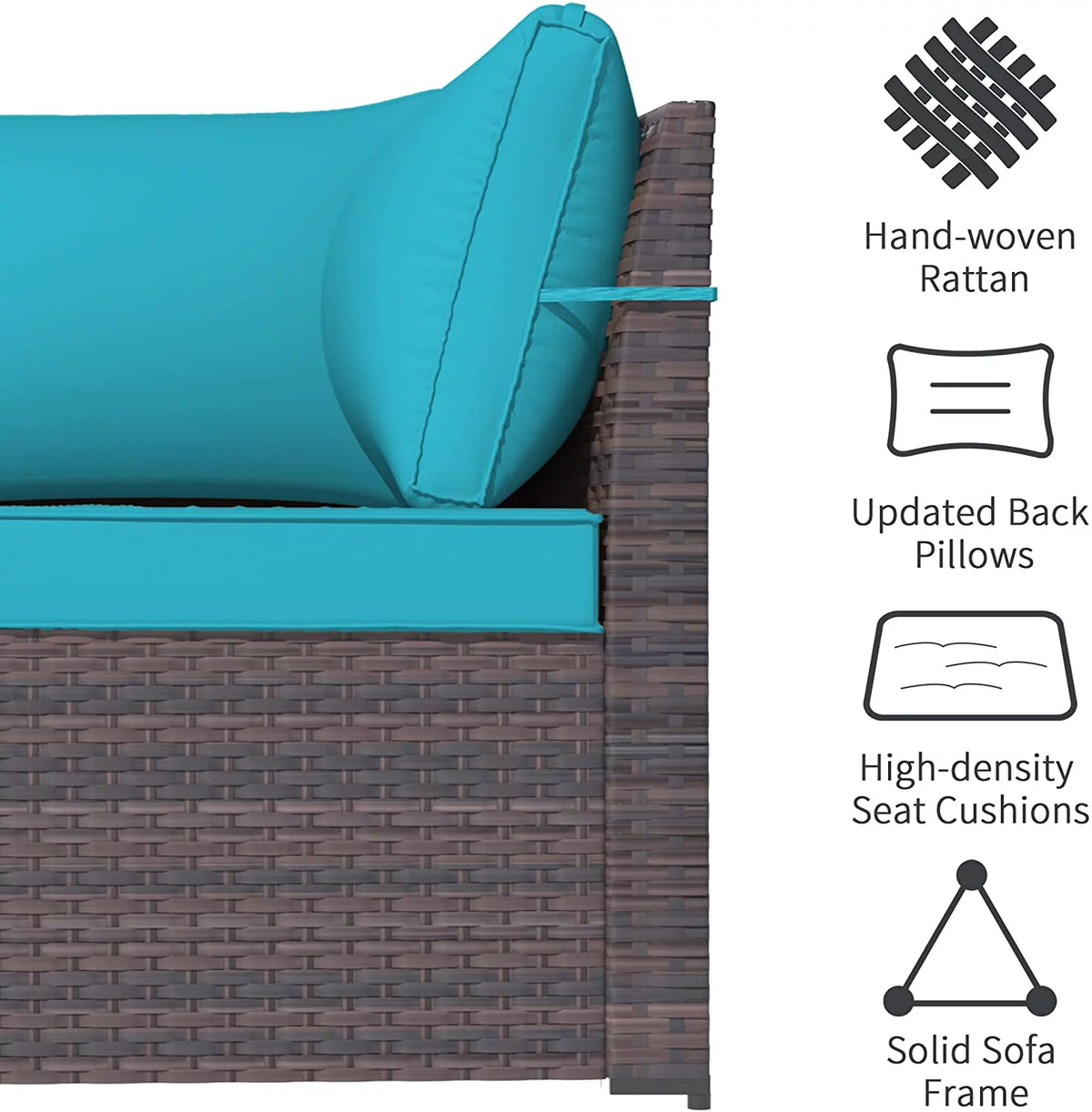 6 Pieces All-Weather PE Rattan Patio Sofa Set with Coffee Table & Cushions O85983
