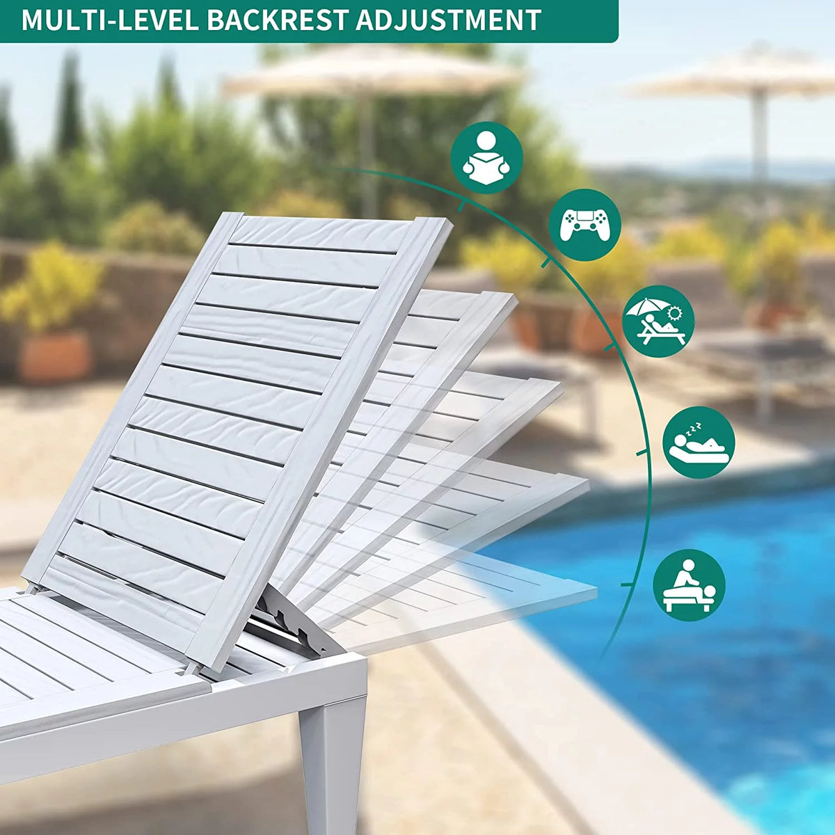 Black Adjustable Outdoor Lounge Chairs Y456