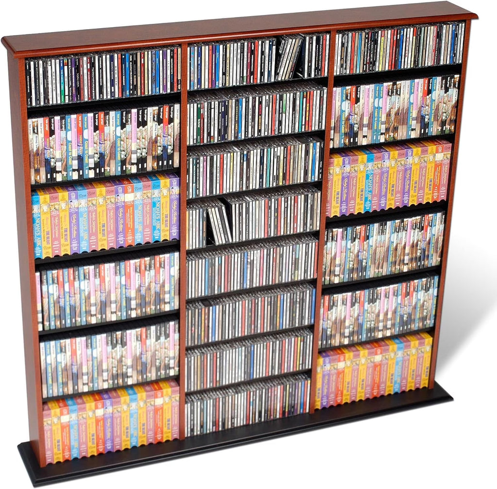 Triple Wide Wall CD Rack - Cherry & Black Q276