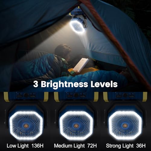 30000mAh Rechargeable Oscillating Camping Fan with LED Lantern C41917