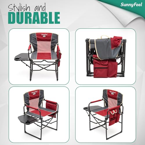 Oversized Portable Folding Camping Chair with Side Table Z59688